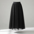 Pleated Tulle Skirt with Elastic Waist Black 3