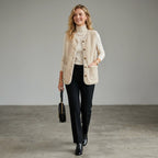 Plush Sherpa Vest with Button Front Beige 2