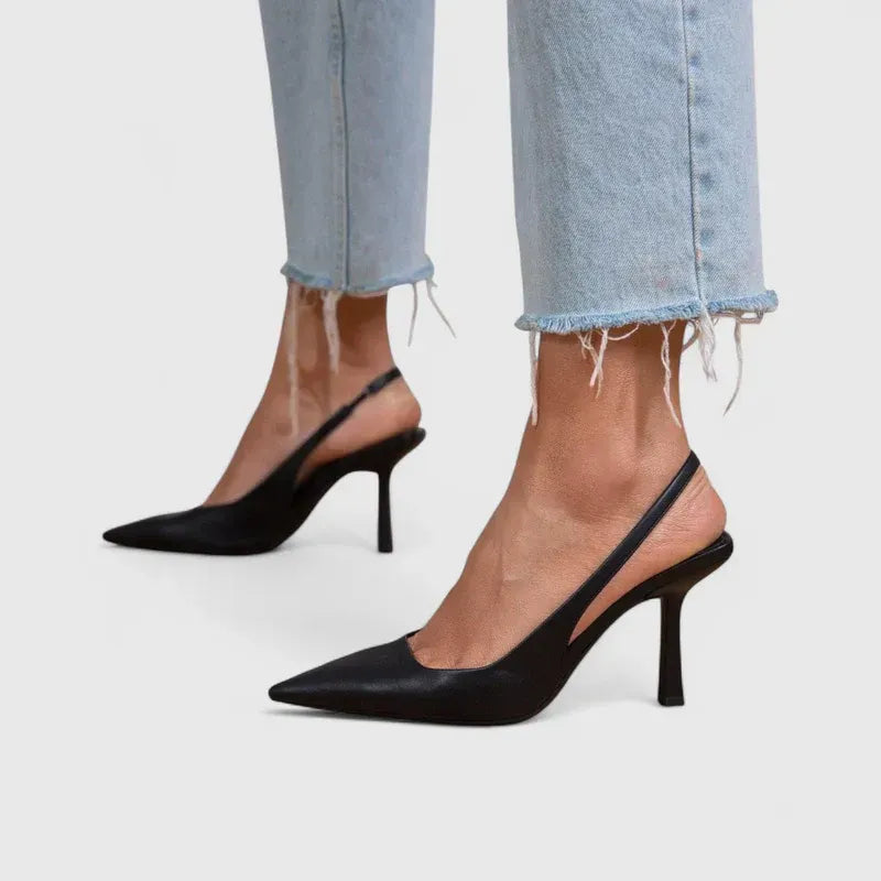 Pointed Closed Toe Heels Stiletto Slingback Dark Grey 2