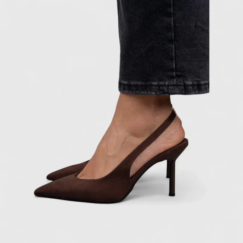 Pointed Closed Toe Heels Stiletto Slingback Brown 5