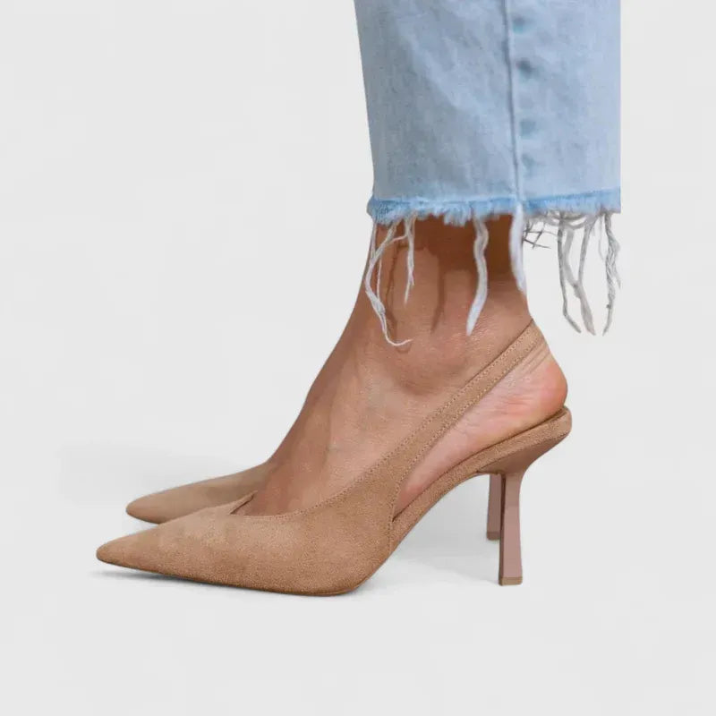 Pointed Closed Toe Heels Stiletto Slingback Light Brown 6