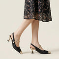 Pointed Toe Kitten Heels with Pearl Detail Black 2