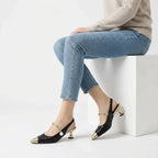 Pointed Toe Kitten Heels with Pearl Detail Black 5