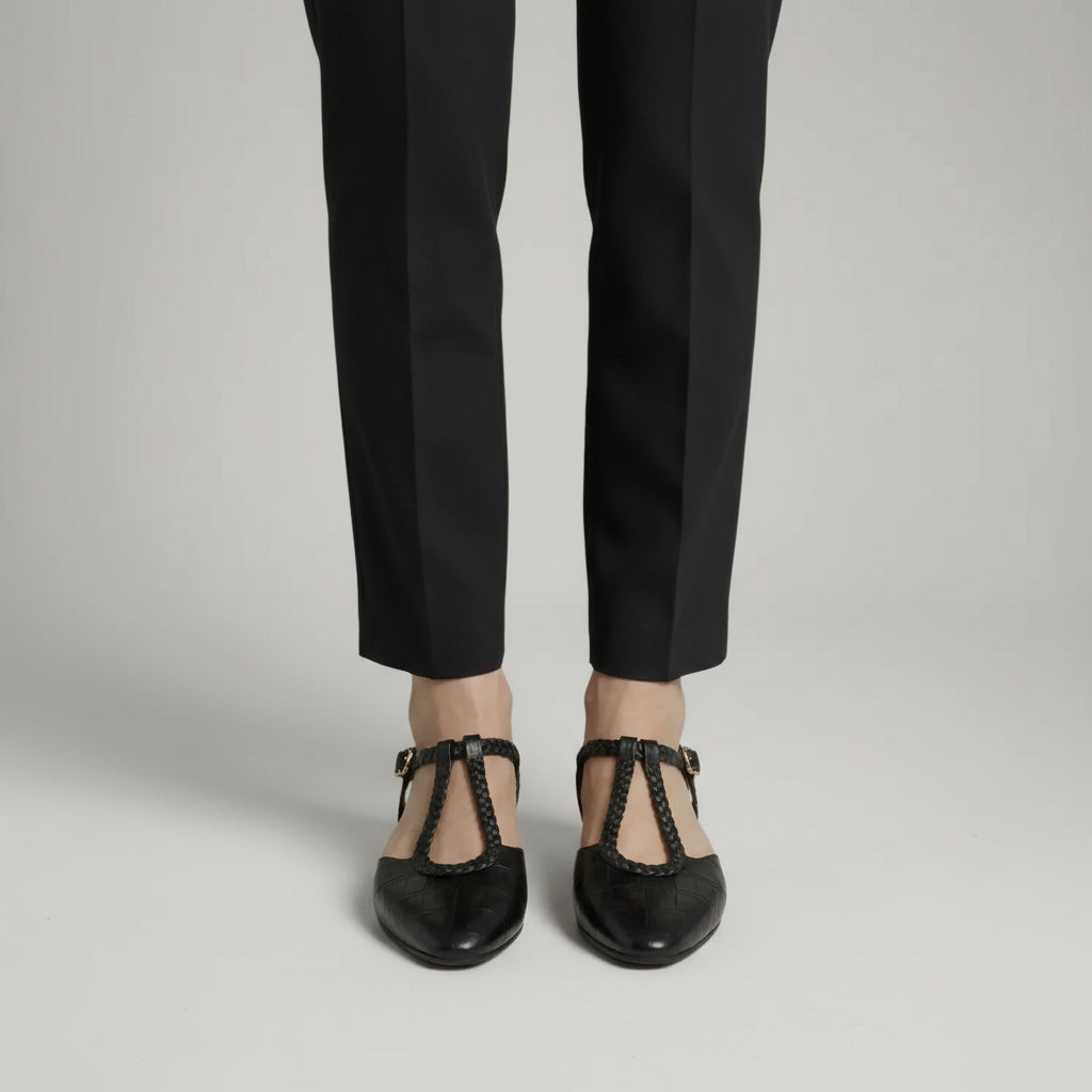 Pointed Toe Mary Jane Flats Black 2
