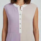 Sleeveless Wide-Leg Jumpsuit with Henley-Style Button Placket