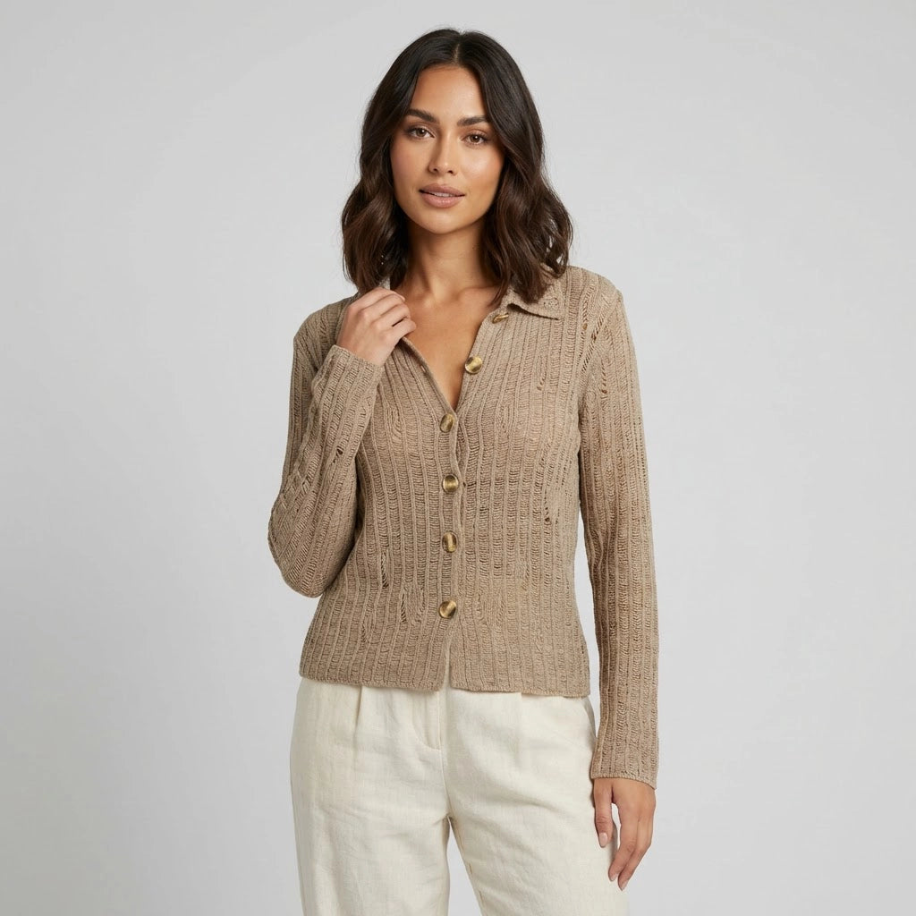 V-Neck Cable Knit Cardigan