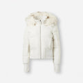 Quilted Jacket with Hood in Cropped Fitted Style White 1