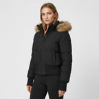 Quilted Jacket with Hood in Cropped Fitted Style Black 11