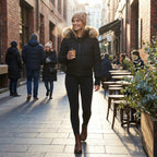 Quilted Jacket with Hood in Cropped Fitted Style Black 5