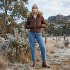 Quilted Jacket with Hood in Cropped Fitted Brown 6