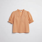 Women's V-Neck Puff Short Sleeve Blouse