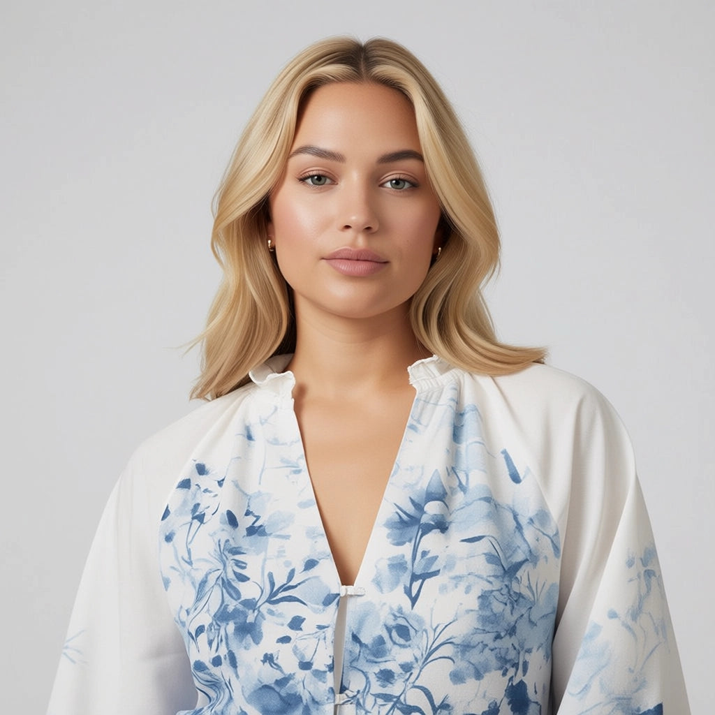 Women’s Floral V-Neck Long Sleeve Mini Dress