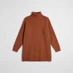 Women's Longline Button-Down Turtleneck Sweater