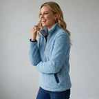 Relaxed Cropped Sherpa Jacket Blue 2