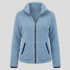 Relaxed Cropped Sherpa Jacket Blue 4