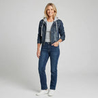 Relaxed Denim Jacket with Hood Dark Blue 3
