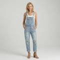 Relaxed Distressed Denim Jumpsuit Blue 3
