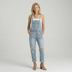 Relaxed Distressed Denim Jumpsuit Blue 3