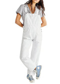 Relaxed Fit Denim Dungarees with Pockets White 2