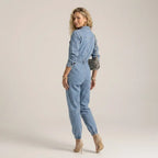 Relaxed Fit Denim Jumpsuit with Belt Blue 4