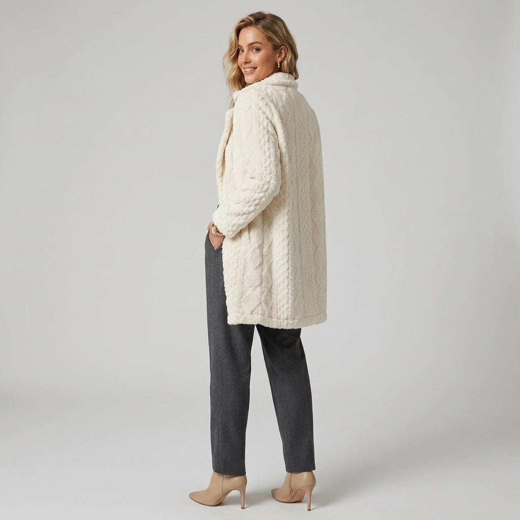 Relaxed Fit Sherpa Jacket with Button Detail White 2