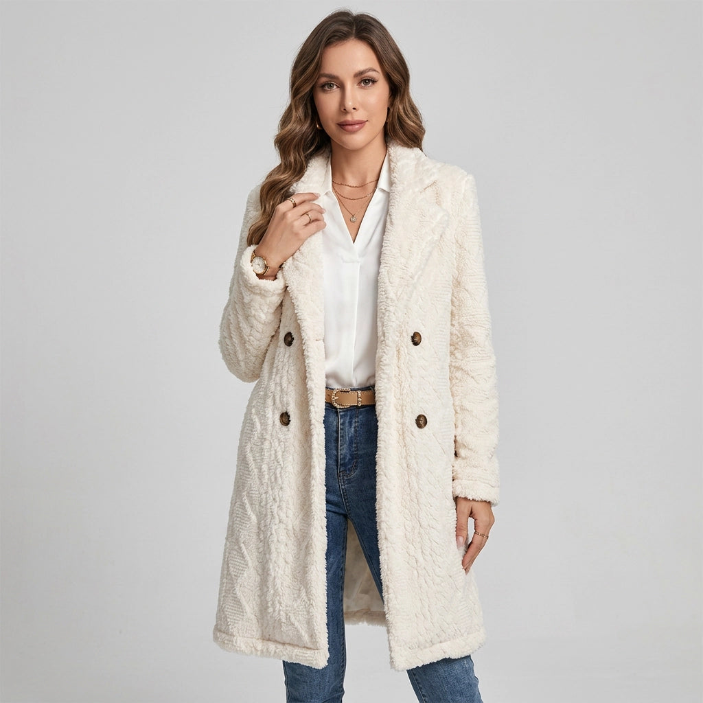 Relaxed Fit Sherpa Jacket with Button Detail White 3