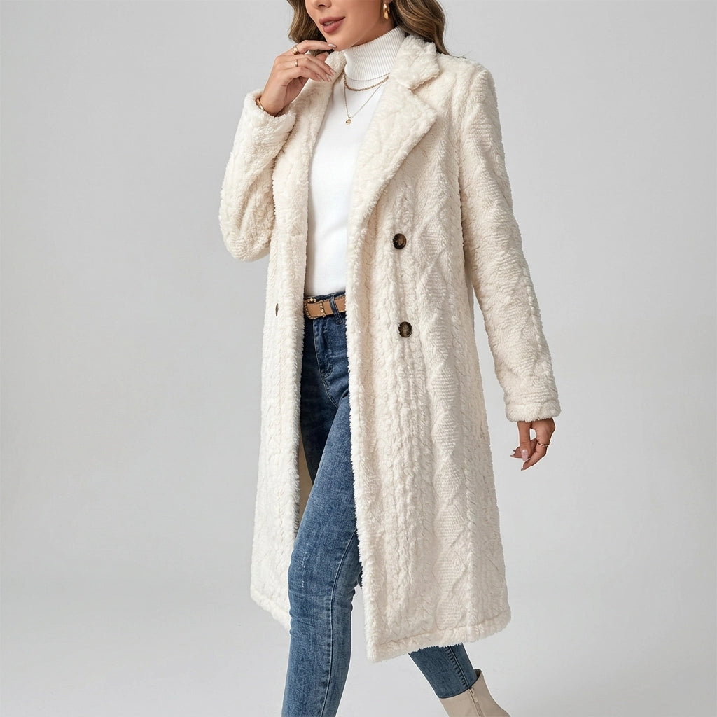 Relaxed Fit Sherpa Jacket with Button Detail White 4