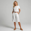 Relaxed Linen Bermuda Shorts Pleated White 5
