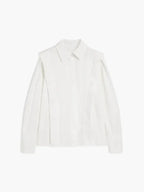 Relaxed Long Sleeve Button Down Shirt with Collar White 4