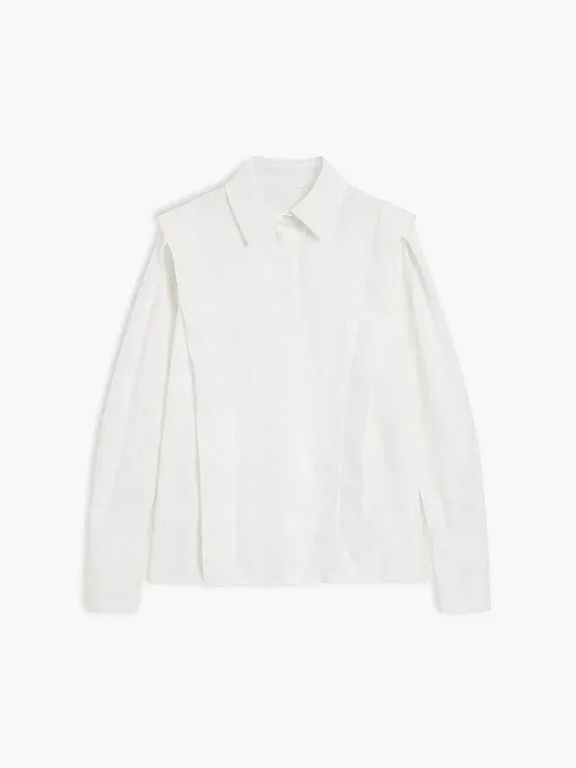 Relaxed Long Sleeve Button Down Shirt with Collar White 4