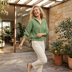 Relaxed Rib Knit Half Zip Sweater 3