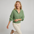 Relaxed Rib Knit Half Zip Sweater Green 5