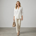 Relaxed Blouse Long Sleeve Button Down White 2