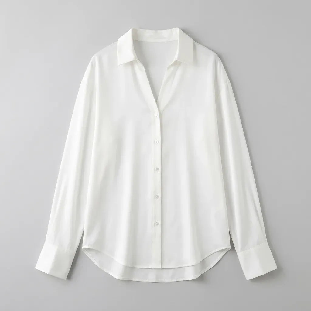 Relaxed Blouse Long Sleeve Button Down White 5