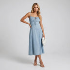 Women’s Denim Spaghetti Strap Midi Dress