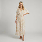 Women's A-Line Maxi Dress With 3/4 Sleeves