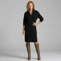 Ribbed Knit Winter Dress with Pockets Black 4