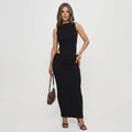 Ribbed Maxi Skirt Set Two Piece Black 3