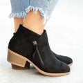 Round Toe Ankle Boots with Zipper Black 3