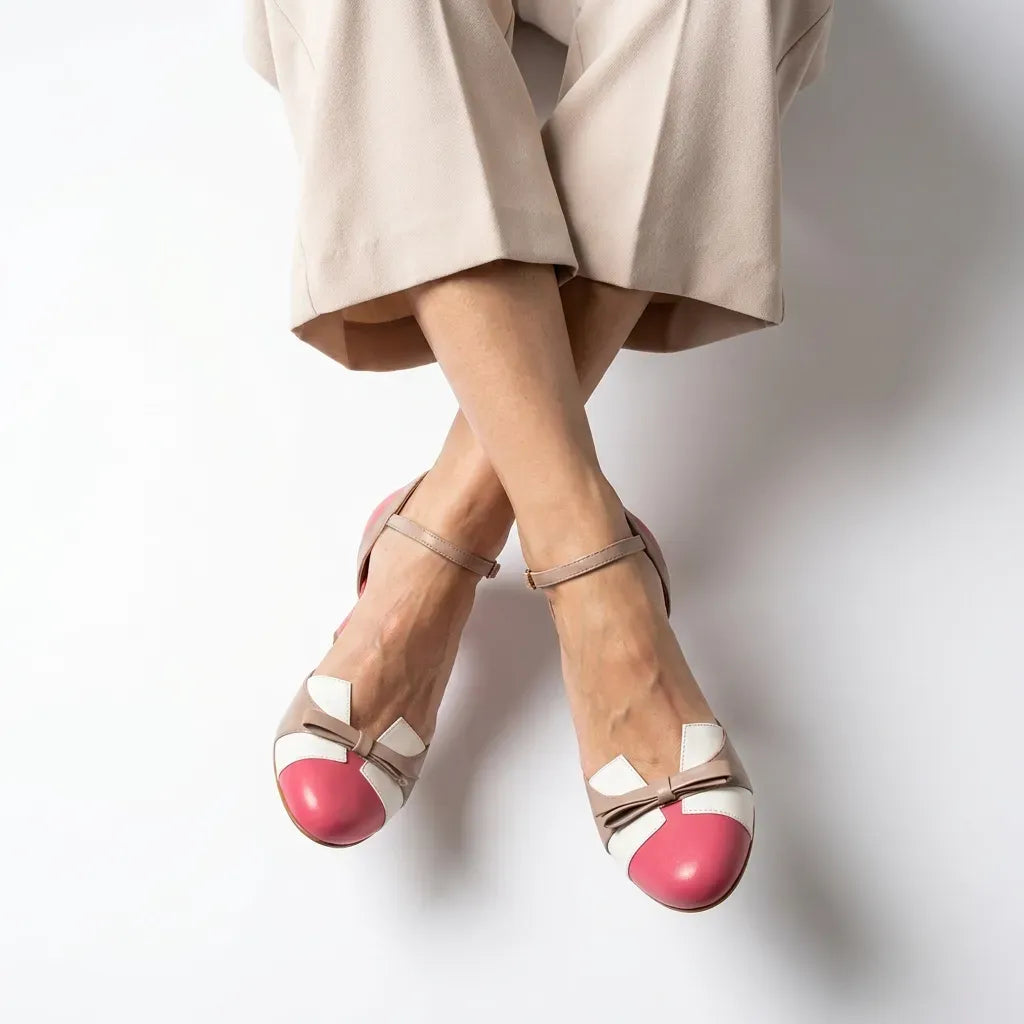 Round Toe Stilettos with Bow Detail Pink 4