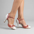 Round Toe Stilettos with Bow Detail White 5