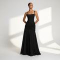Ruched A-Line Wedding Guest Dress Black 4