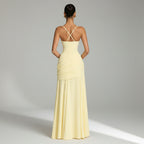 Ruched A-Line Wedding Guest Dress Yellow 5