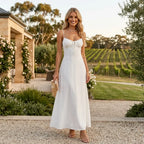 Ruched A-Line Wedding Guest Dress Resort Style White 3