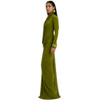 Ruched Wedding Guest Dress with Sleeves Formal Green 1