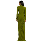Ruched Wedding Guest Dress with Sleeves Formal Green 2