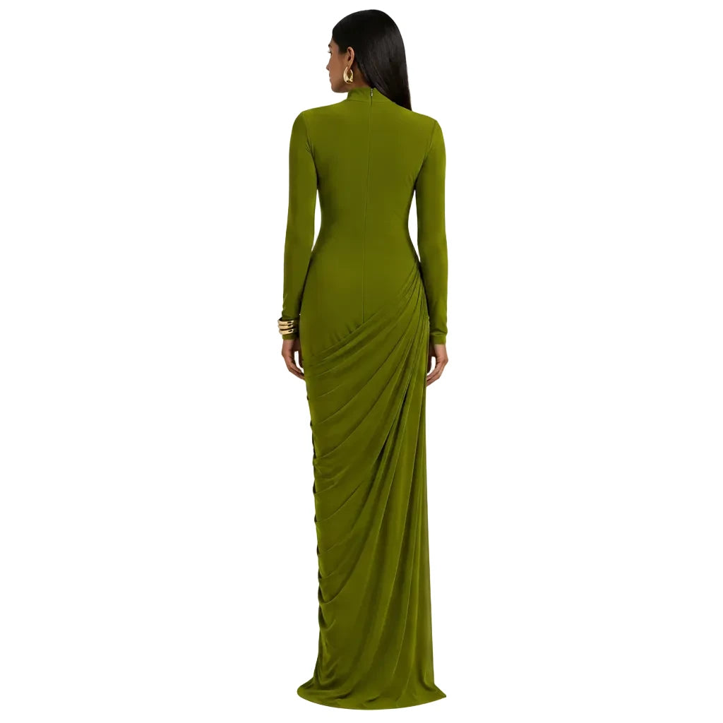 Ruched Wedding Guest Dress with Sleeves Formal Green 2