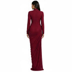 Ruched Wedding Guest Dress with Sleeves Formal Bordeaux 4
