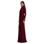 Ruched Wedding Guest Dress with Sleeves Formal Bordeaux 5