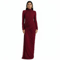 Ruched Wedding Guest Dress with Sleeves Formal Bordeaux 6